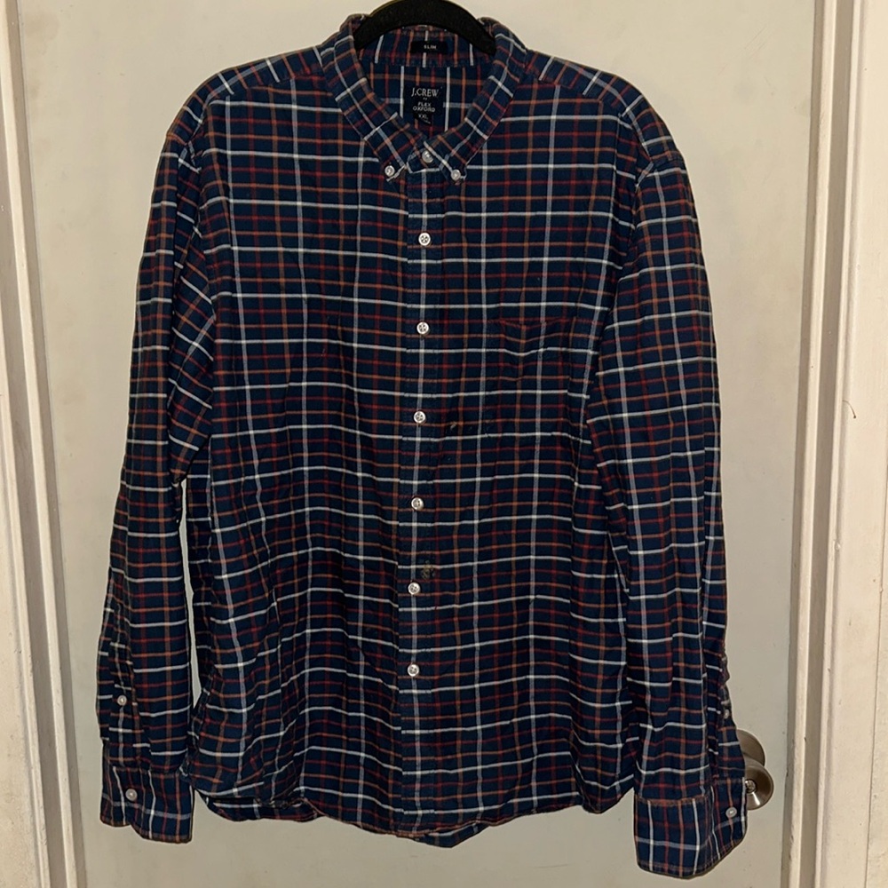 J. Crew slim flex oxford plaid button down